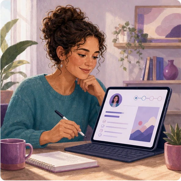 A person using a personalised support plan in the Bridgit app