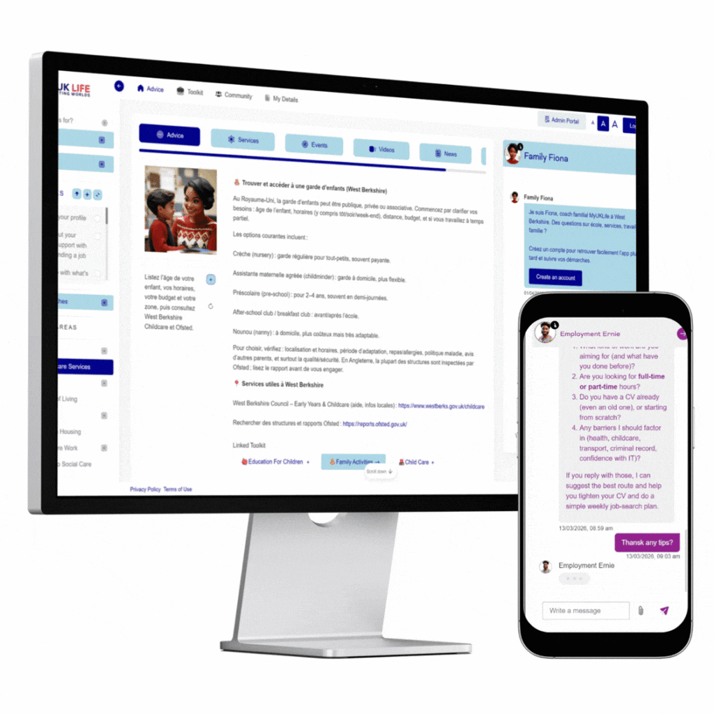 The My UK Life app on desktop and mobile